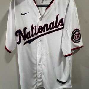 Nike Nationals White and Red Baseball Jersey